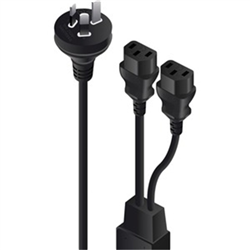 ALOGIC 1m Aus 3 Pin Mains Plug to 2 X IEC C13 Y Splitter Cable - Male to 2 X Female