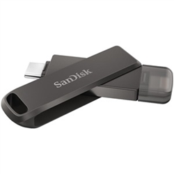 SanDisk iXpand Flash Drive Luxe- SDIX70N 256GB- Black- iOS/Android- Lightning and Type C USB3.1- 2Y