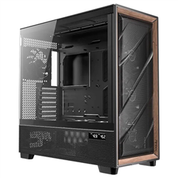 Antec FLUX PRO- E-ATX- Premium Walnut- Iunity Temperature Disp. CPU and GPU LED Display- 6x High Performance Fans- ARGB PWN Ctrl- PSU Shift- Case