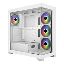 FSP M340-WA Tempered Glass ATX Mid Tower Gaming Case White Pre-installed 120mm x 3 reverse ARGB fans and 1 ARGB fan