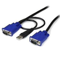 10 ft Ultra Thin USB VGA 2-in-1 KVM Cable - VGA KVM Cable - USB KVM Cable - KVM Switch Cable