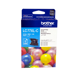 Brother LC-77XLC Cyan Super High Yield Ink Cartridge- MFC-J6510DW/J6710DW/J6910DW/J5910DW - up to 1200 pages