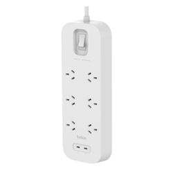 6-Outlet Surge Protector with Dual USB-C 30W PPS 2m Cord