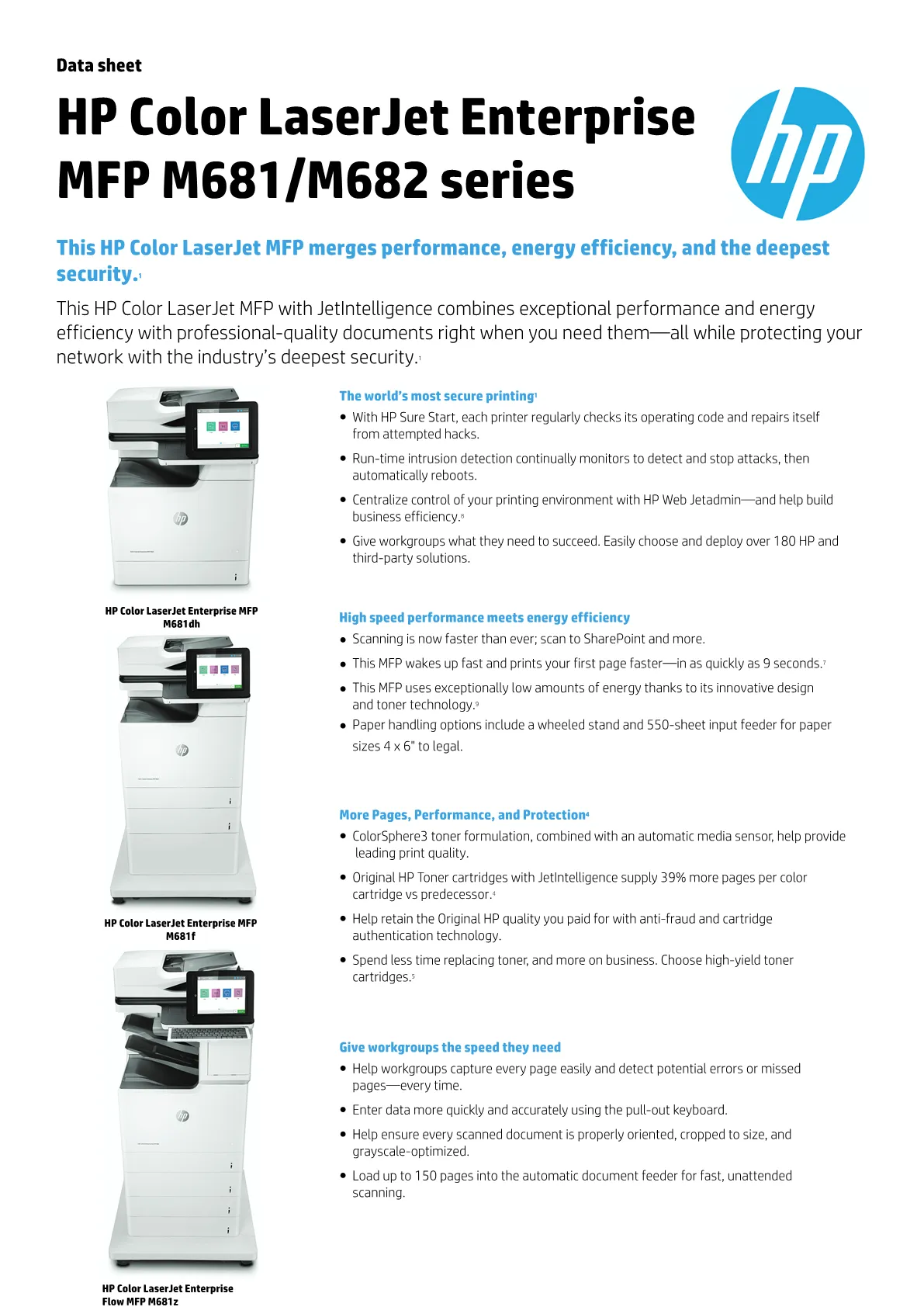 Hp Lj Ent Flow M682z Colour Mfp A4 56ppmm 4 Tray J8a17a 6593