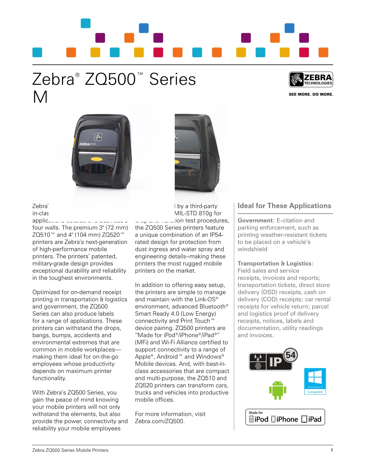 Zebra Mounting Plate Zq500 Series P1063406 042 9433