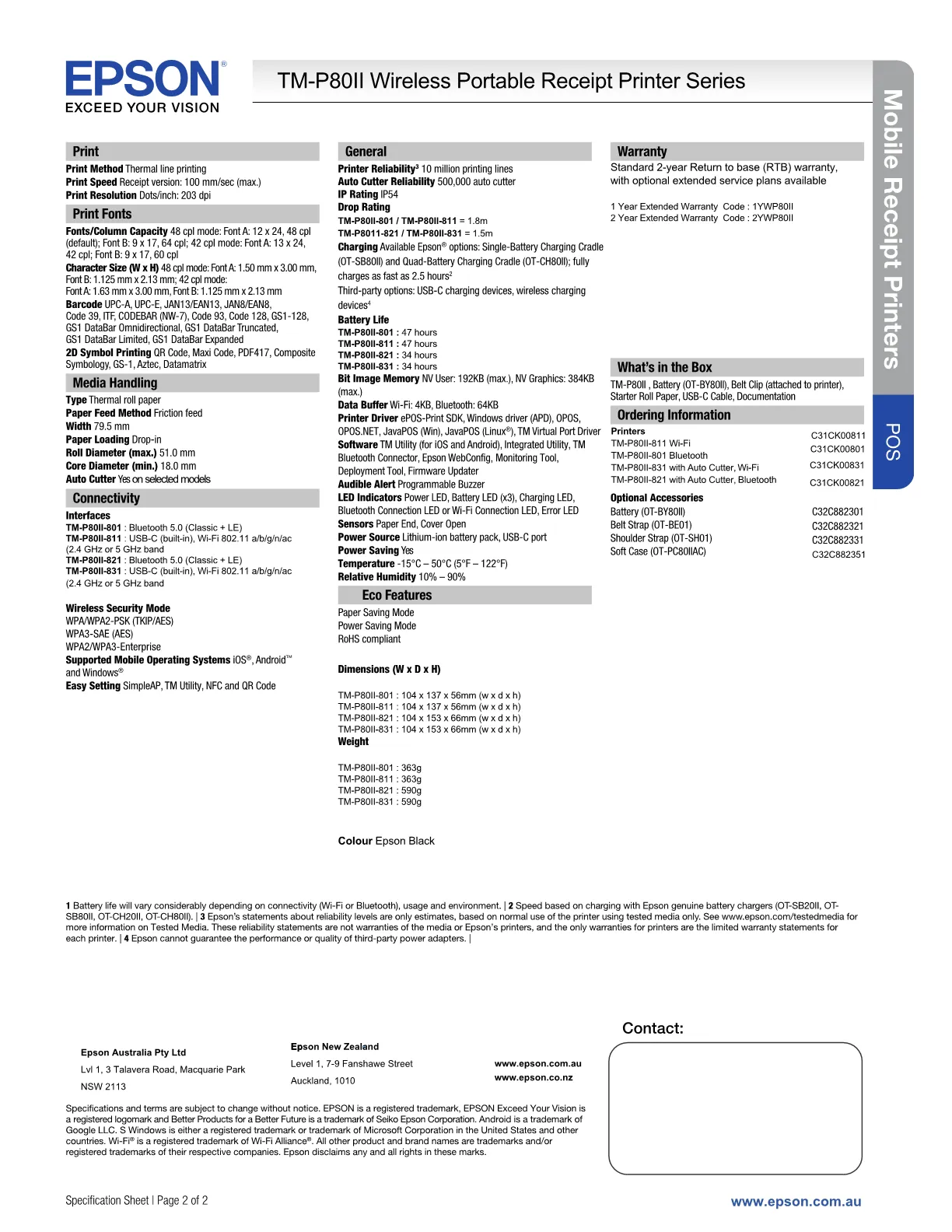 C Ck Epson Mob Tm P Ii Inch Bt Nfc